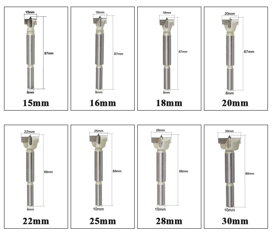 Aubalasti 15 мм-60 мм Форстнер наконечники Деревообрабатывающие инструменты отверстие пилы резак шарнир сверла Круглый хвостовик вольфрам карбид резак