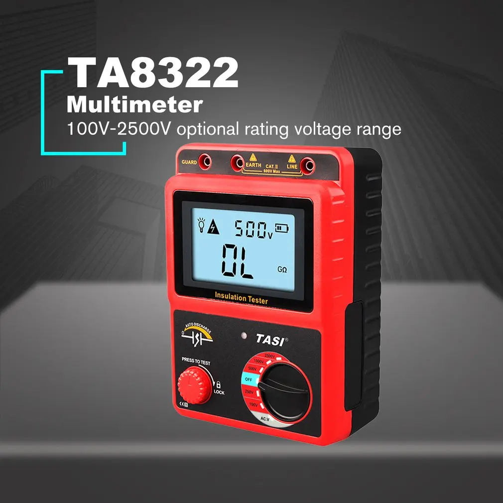 

HD Digita Insulation Resistance Tester Meter ohmmeter Portable Volt Voltmeter lectronic diagnostic-tool TA8322 LCD Backlight