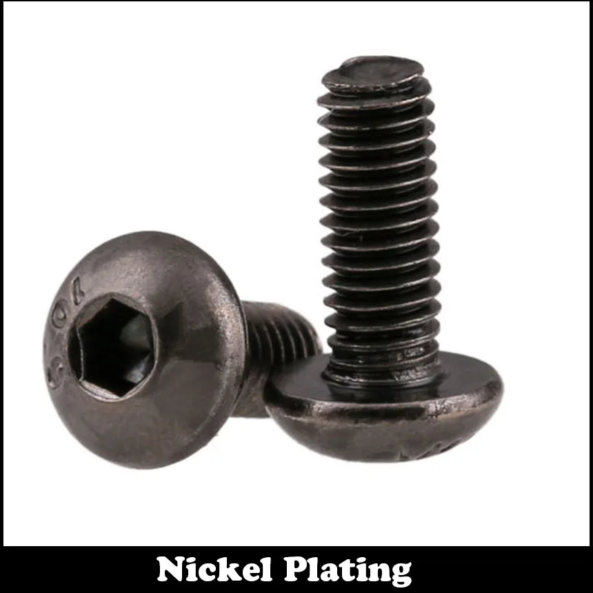 

20pcs M2.5 M2.5*6 Pan Round Head Black Black Nickel Plating 10.9 Grade Hex Hexagon Socket Screw