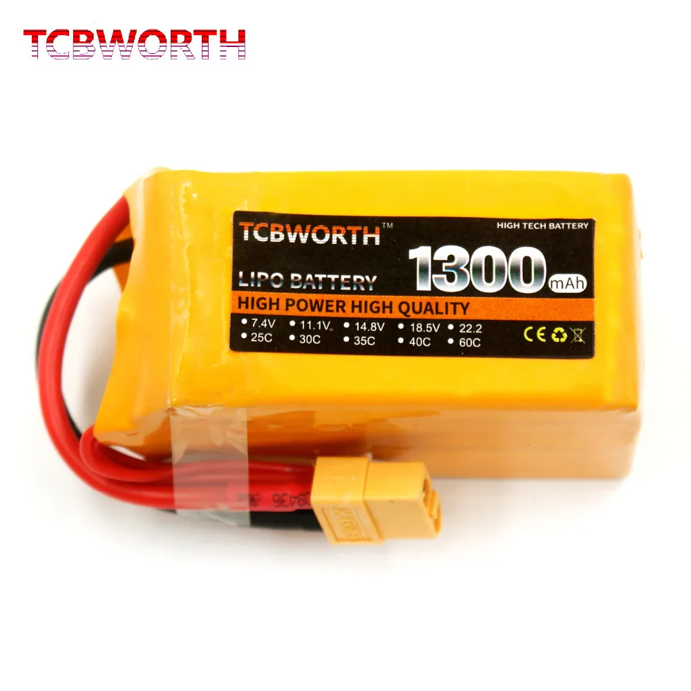 

TCBWORTH 4S 14.8V 1300mAh 30C Max 60C RC LiPo battery For RC Helicopter Airplane Car Boat Quadrotor Li-ion battery