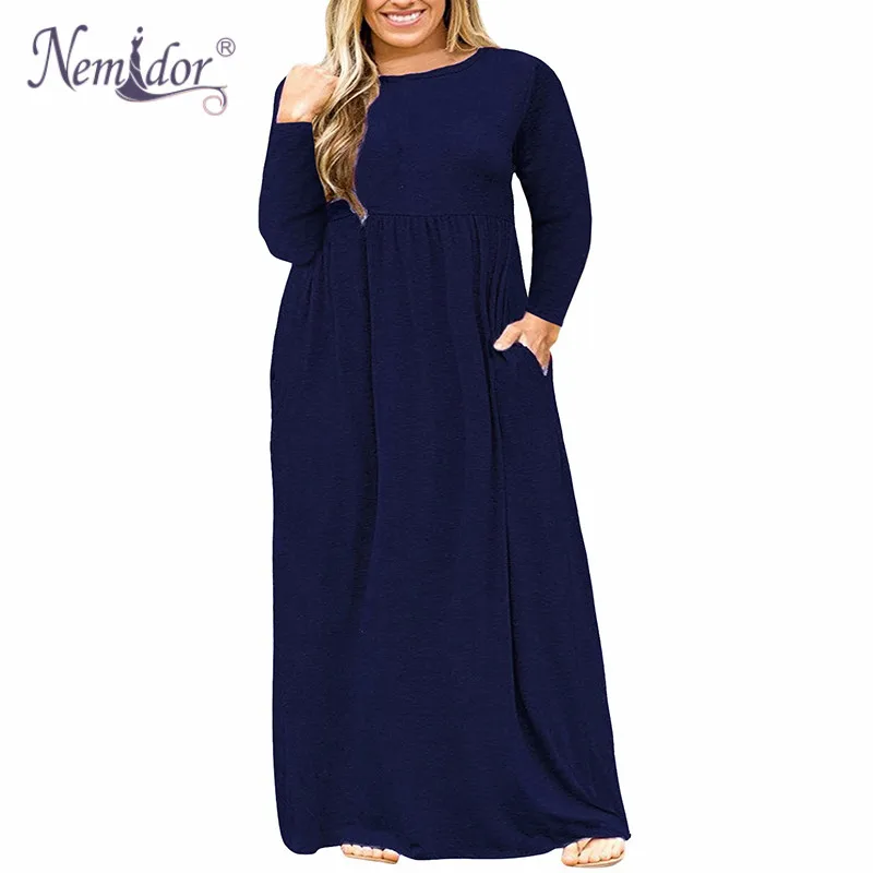 navy blue  Casual O Neck Short Sleeve Long Dress 