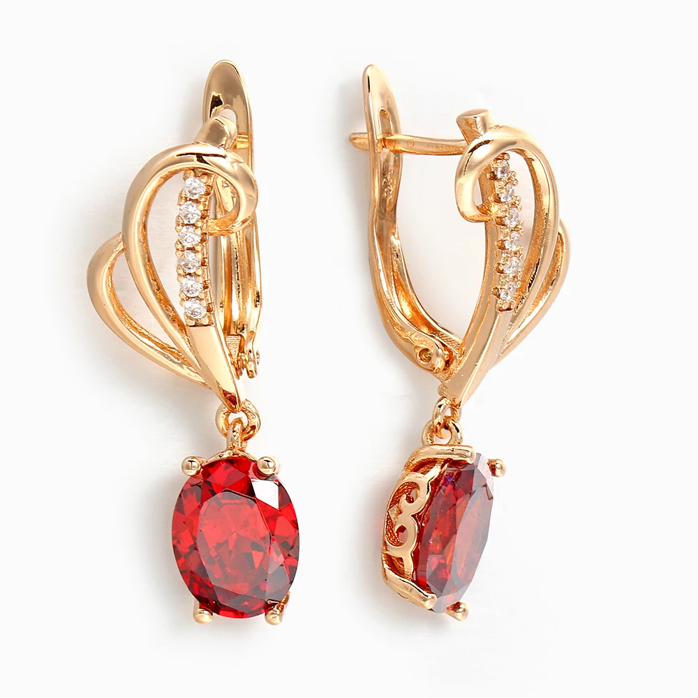 

Hanreshe Round Earrings Natural Zircon Small Party Hiphop Jewelry Red Crystal Drop Earrings Women Gift Gold Statement Earrings