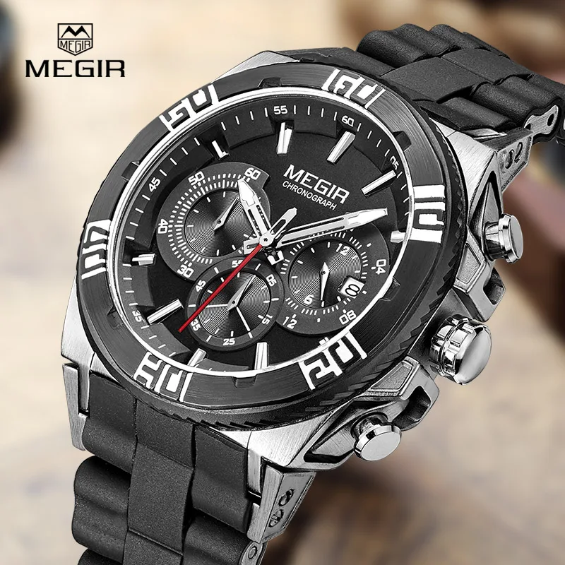 MEGIR fashion men's brand watches casual luminous quartz watch man water resistant wristwatch male chronograph silicone hour MEGIR fashion men's brand watches casual luminous quartz watch man water resistant wristwatch male chronograph silicone hour