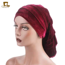 New Women Velvet Rasta Headdress Head Wrap Hat Hijab African Turban Beanie Hair Loss Chemo Slouchy Baggy Cap Hair accessories outdoor plaid velvet baggy beanie