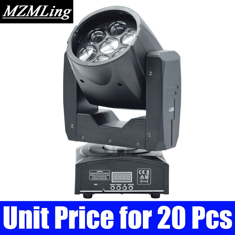 Светодиодный светильник 7x12 Вт для мытья/масштабирования DMX512, светильник с подвижной головкой, Профессиональный DJ/бар/вечерние/шоу/сценический светильник светодиодный сценический светильник - Цвет: Unit Price for 20Pcs