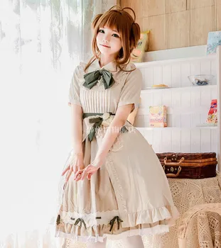 

Japan Style Lolita Card Captor Sakura Ruffles Short Puff Sleeve Summer Dress Cosplay Kinomoto Sakura Peter Pan Collar Woman Dres