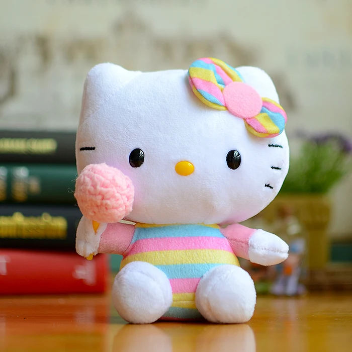 

Ty Rabbit Rainbow Bunny Ears Hello Kitty Kids Plush Toys Kawaii Doll Lovely Cat Cute Cartoon Stuffed Animals Christmas Gifts