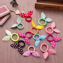 10 шт./лот, лента в горошек, резинки, аксессуары для волос, для девочек, украшения для волос, эластичное кольцо, резина, случайный цвет, повязка на голову, Детские кошачьи ушки, головные уборы