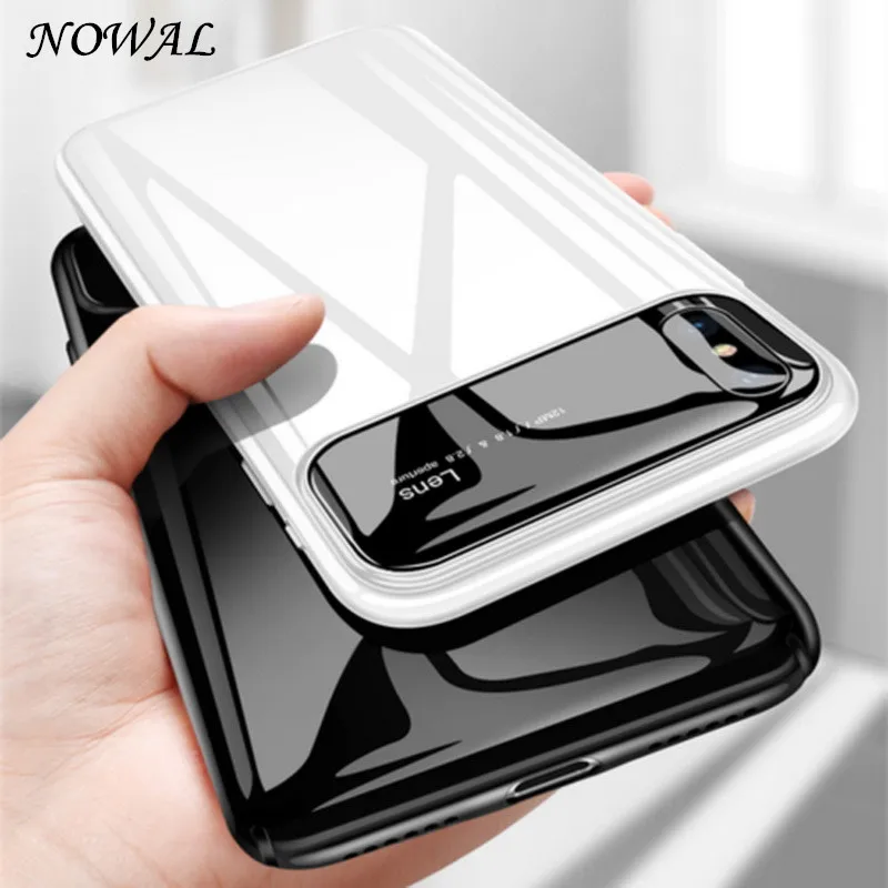 NOWAL Hybrid Glass Hard Plastic Case For iPhone XR XS Max X Luxury Armor Full Coverage Protective Back Cover For iPhone X XS XR