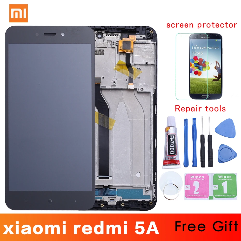 Дешево 5,0 Оригинальный дисплей для Xiaomi Redmi 5A font b lcd b font сенсорный экран дигитайзер с рамкой Замена для Xiaomi Redmi 5A font b lcd b font 5 A дисплей