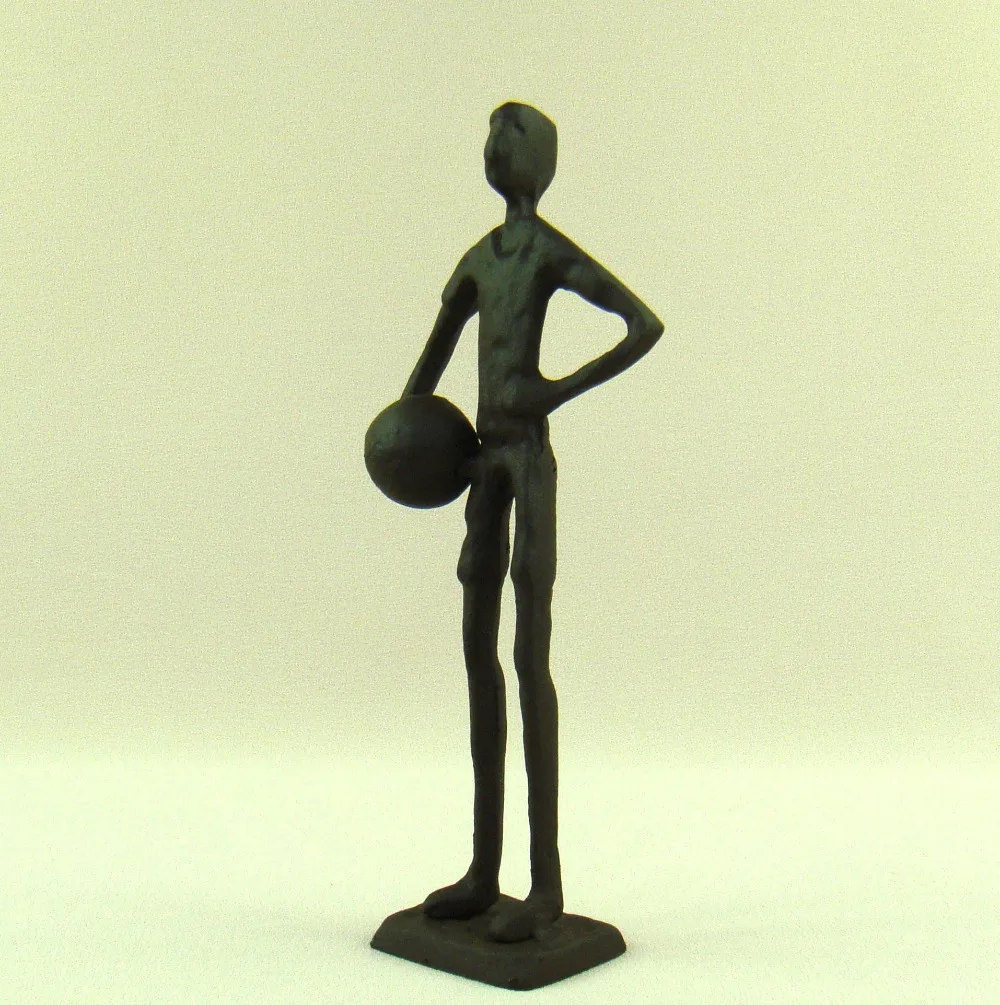 Abstract Cast Iron Basketball Player Figurine Handmade Cager Model