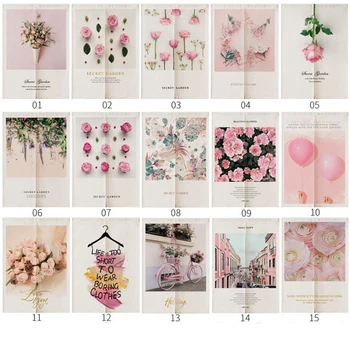 

RomanticSweet Pink Flowers Half-curtain Window Customize Partition Home Toilet Restaurant Kitchen Door Curtains