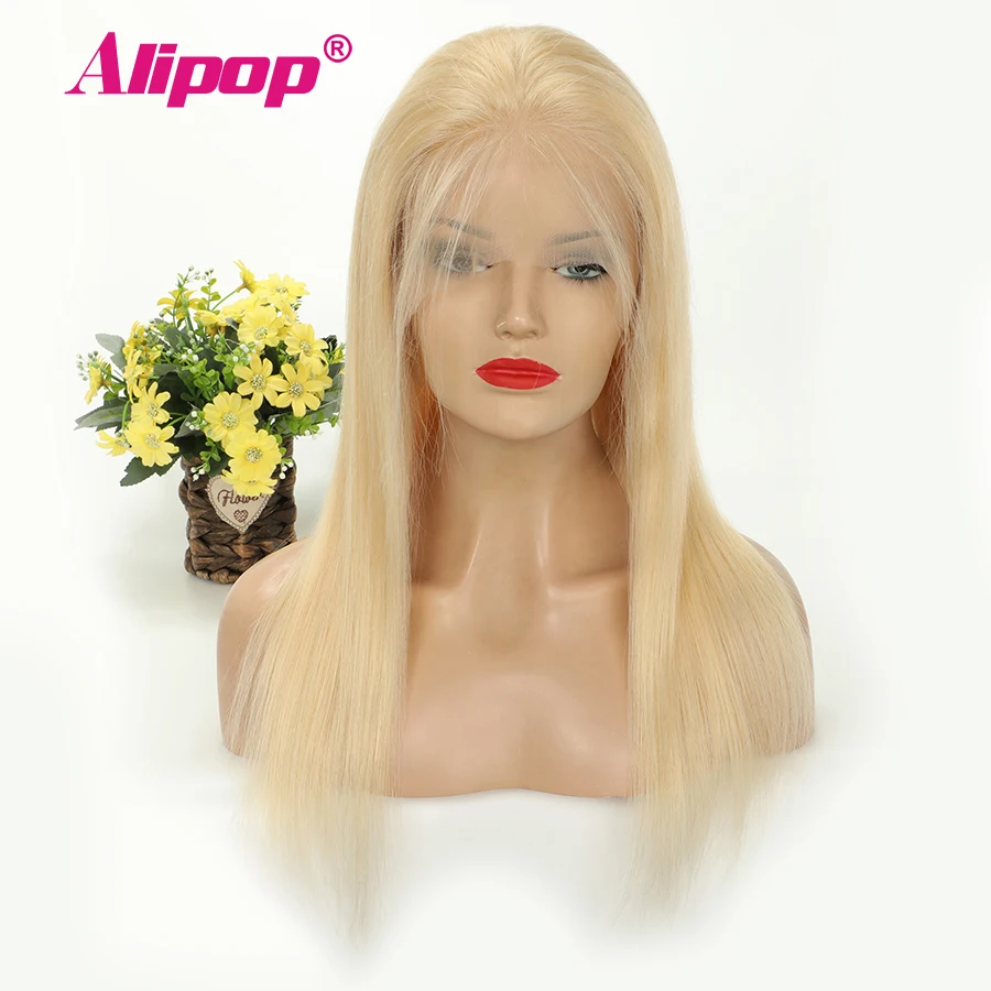 

Alipop 613 Color Glueless 13x4 Lace Front Human Hair Wigs With Baby Hair PrePlucked Brazilian Straight Blonde Non Remy