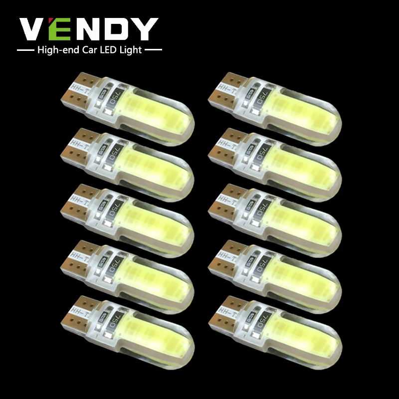 10 шт. силиконовые светодиодные лампы VENDY W5W T10 194 COB для автомобилей Mazda Subaru Buick 12