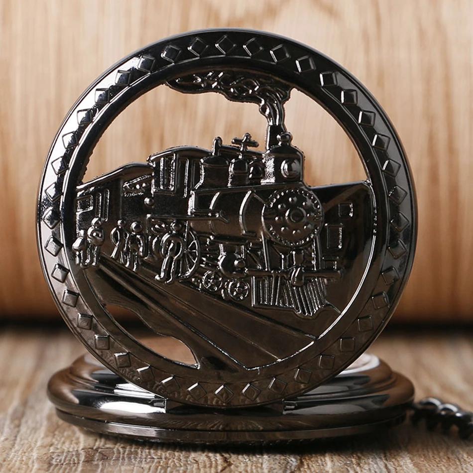 YISUYA Skeleton Railway Pocket Watch Men Running Steam Train Pocket Watch Women Locomotive Mechanical Hand Winding Watches Xmas  (3)