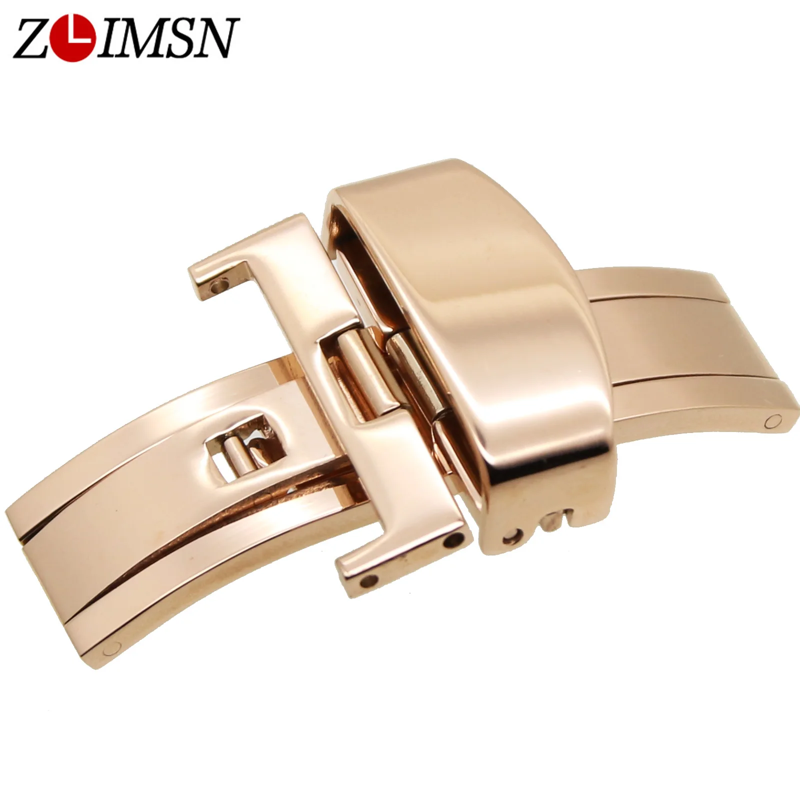 ZLIMSN 12 14 16 18 20 22mm50pcs Нержавеющая сталь Бабочка Пряжка ремешок Застежка Цвета: черный, золотистый, серебристый Замена Relogio Masculino