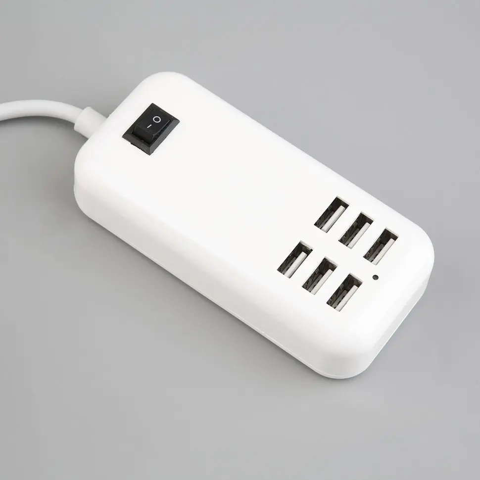 

10pcs Portable 6 Port USB Wall Charger EU Plug Adapter 5V 3A 20W with Switch