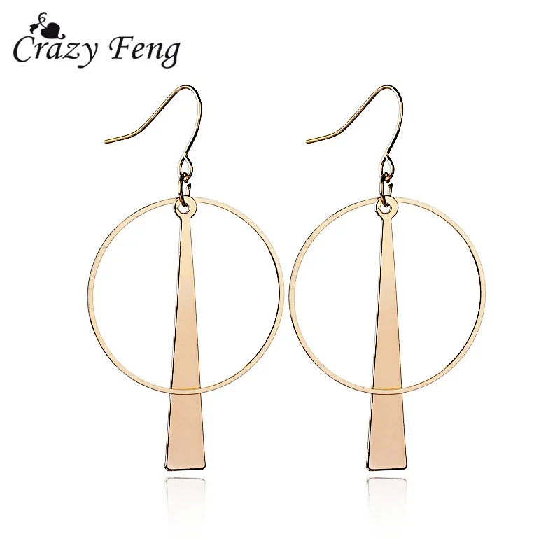 

Circle Round Dangle Earrings Geometric Hanging Chain Tassel Earrings Bridal Wedding Engagement Party Jewelry 2018 Women Earings