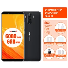Ulefone Power 3 Face ID 6.0″ 18:9 Display 6GB RAM 6080mAh Mobile Phone MTK6763 Octa Core 64GB ROM Android8.1 OTG 21MP Smartphone