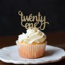 Индивидуальный номер блестки двадцать один кекс для девичника День рождения Свадебные украшения для торта для вечеринки выбор еды