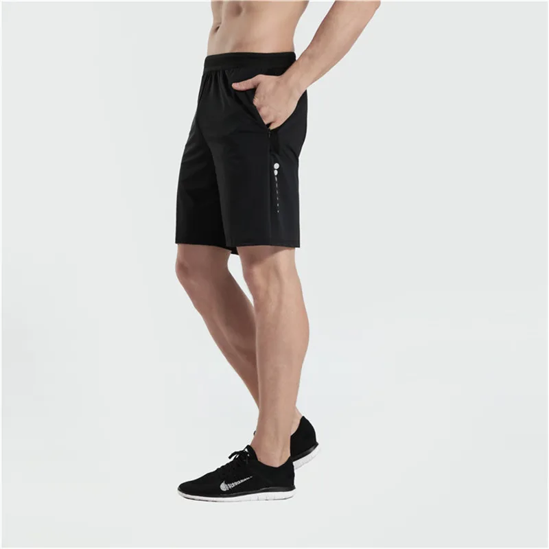Для мужчин большой Размеры 2-в-1 шорты для бега быстрое высыхание дышащий активных тренировок бег трусцой велосипедные шорты с карман на молнии - Цвет: Black