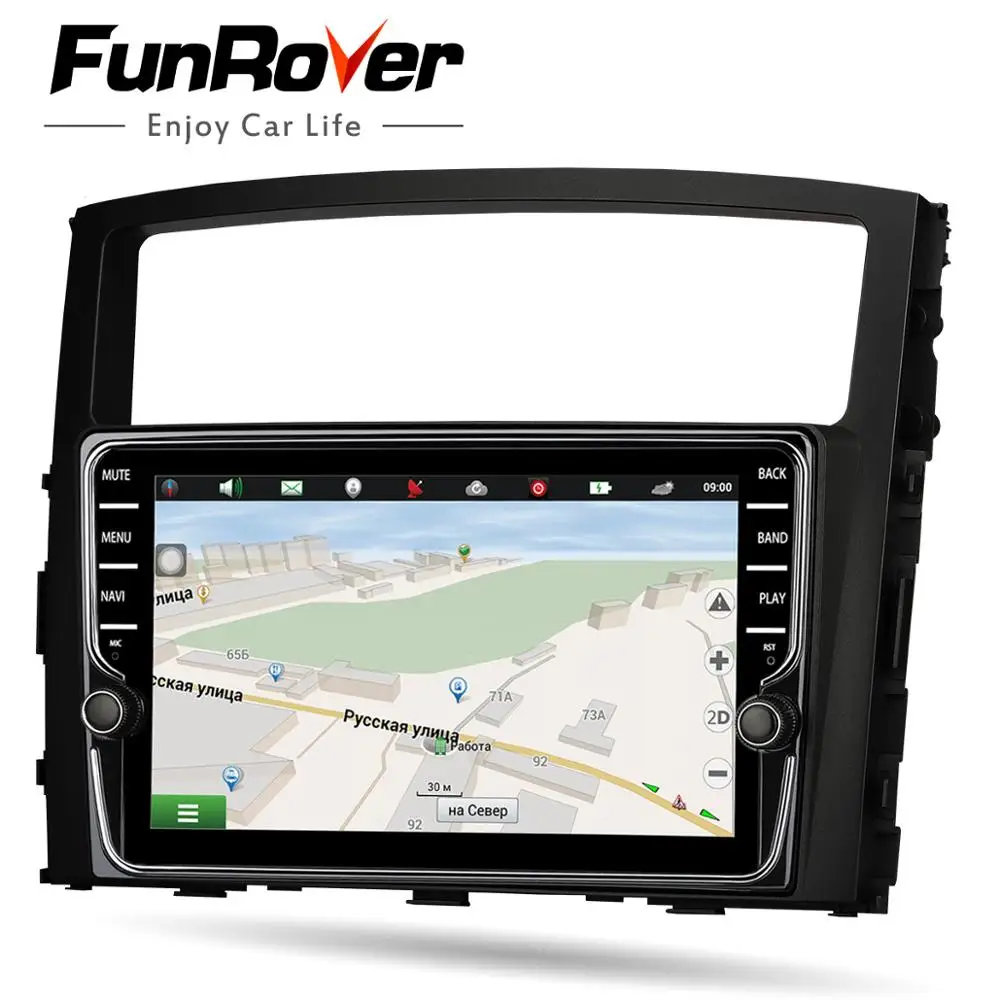 Flash Deal Funrover 2 din Android 8.0 car dvd multimedia Player For Mitsubishi Pajero V97 V93 2006-2015 car radio gps navigation IPS EQ RDS 3