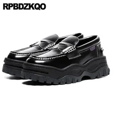 Красное вино Настоящая кожа лоферы Толстая подошва черный криперы Muffin марочный женская обувь оксфорды Harajuku лифт Платформа лакированная Мода красивая отправка капель европейская последние весенняя осень