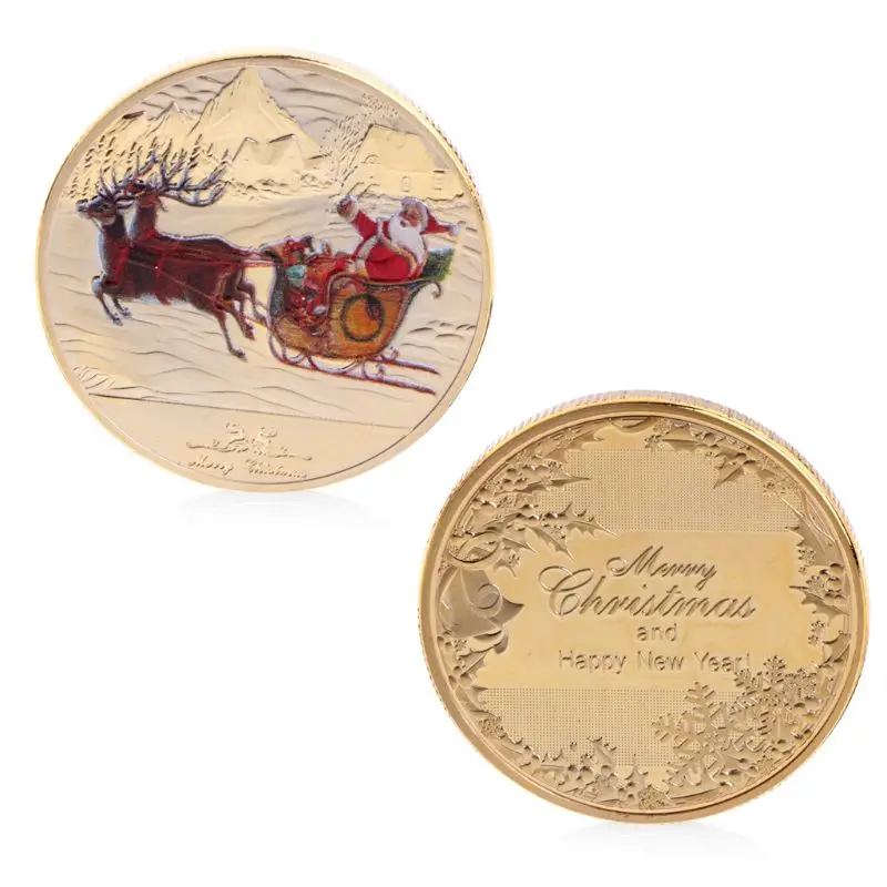 Счастливого Рождества Санта-Клаус оленья упряжка для нового года не-монеты иностранных валют сувенир #20/12