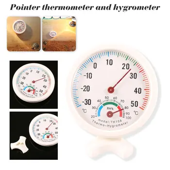 

1pc Mini Round Clock-shaped Thermometer Meter Gauge Measuring Indoor Outdoor Wall Temperature Hygrometer Humidity