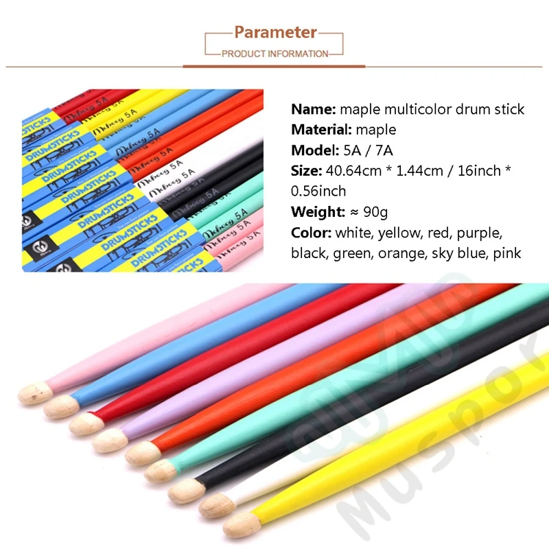 Разноцветная Кленовая фрикционная палка 5A / 7A 90 г|drum sticks 7a|drumsticks 7a7a drumsticks |