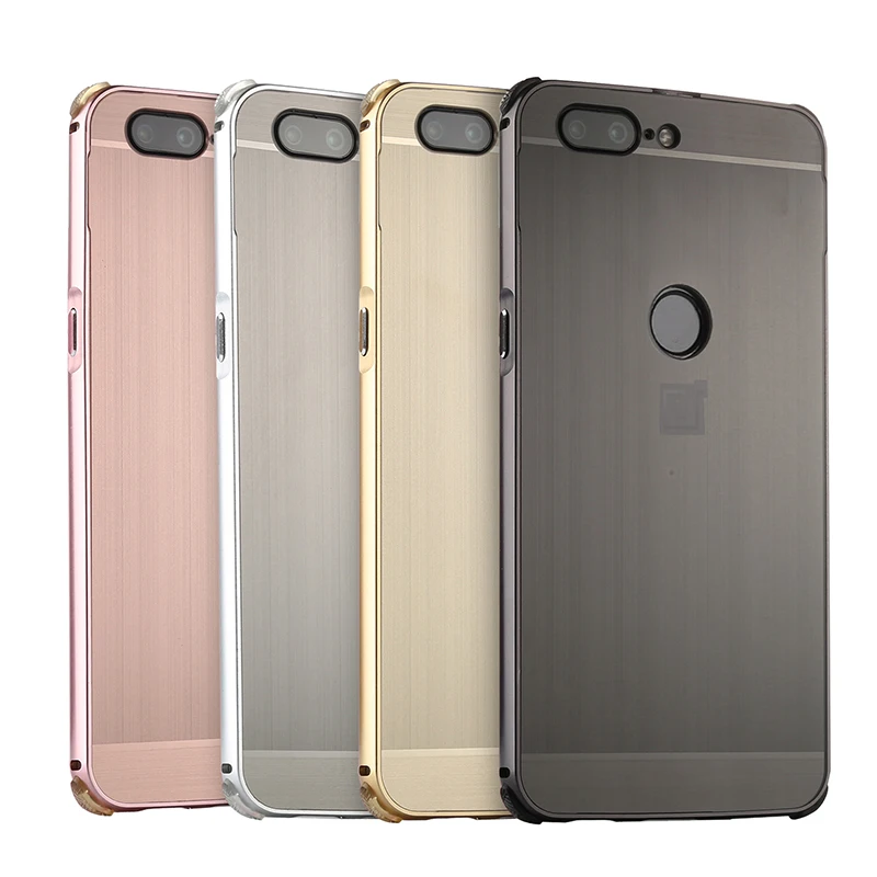 

For Oneplus 5T Brushed mirror Back Cover Case for One plus 5T Plating Aluminum Metal Frame for Oneplus5T Case 1+5T 6.01''