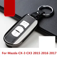 Для Mazda CX-3 CX3 автомобильный чехол для ключей из цинкового сплава+ кожаный чехол для ключей Набор автомобильных аксессуаров