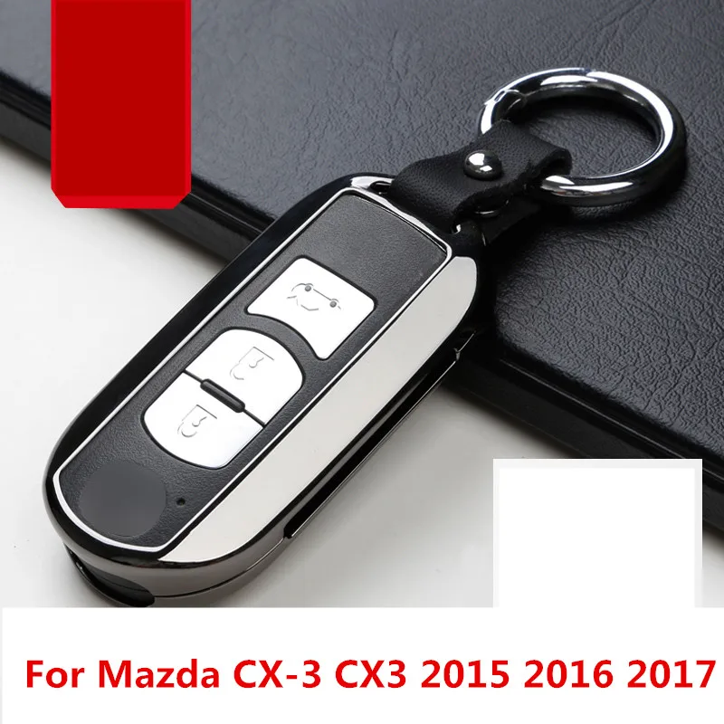 Для Mazda CX 3 CX3 2015 2016 2017 чехол для ключа автомобиля цинковый сплав + кожаный сумка