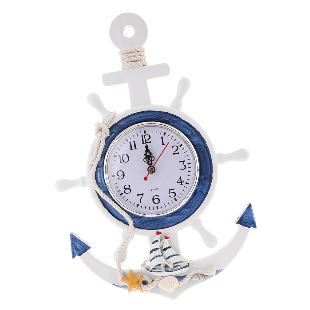 WALL CLOCK WELCOME ABOARD NAUTICAL BLUE & WHITE HANGING DECOR ORNAMENT CRAFT