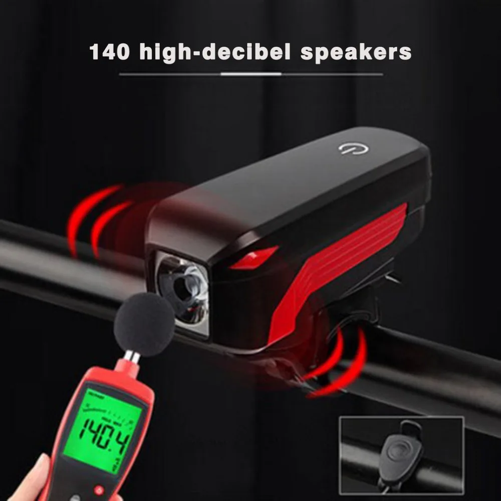 

Super Bright Bicycle Headlight USB Rechargeable Waterproof LED Bike Light Touch Switch Light With 5 Tones Alarm Bell Horn Hot