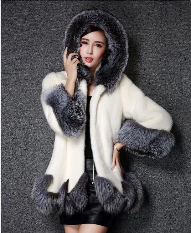 Пальто с мехом, распродажа, женская кожаная куртка, стиль, искусственный, с лисьими рукавами, с отстрочкой волос, и небольшой аромат