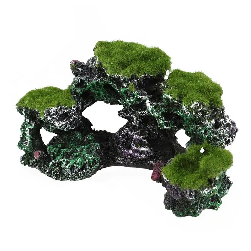 

1PC Resin Natural Decorative Fish Tank Moss Rockery Mountain Aquarium Decor Coral Reef Rock Landscape Underwater Ornament