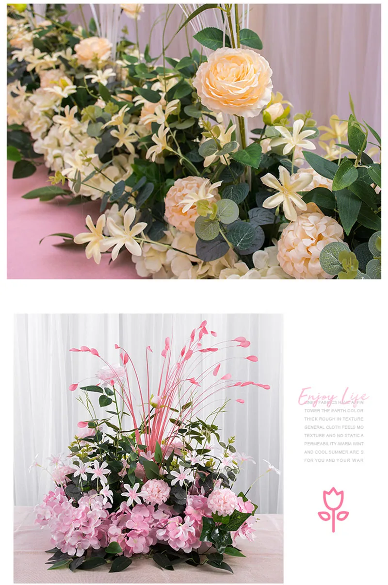 Flone Artificial Silk Hydrangea Rose Flower Row Wedding Road Lead T Station Stage DIY Background Art Home Decoration Accessories (12)
