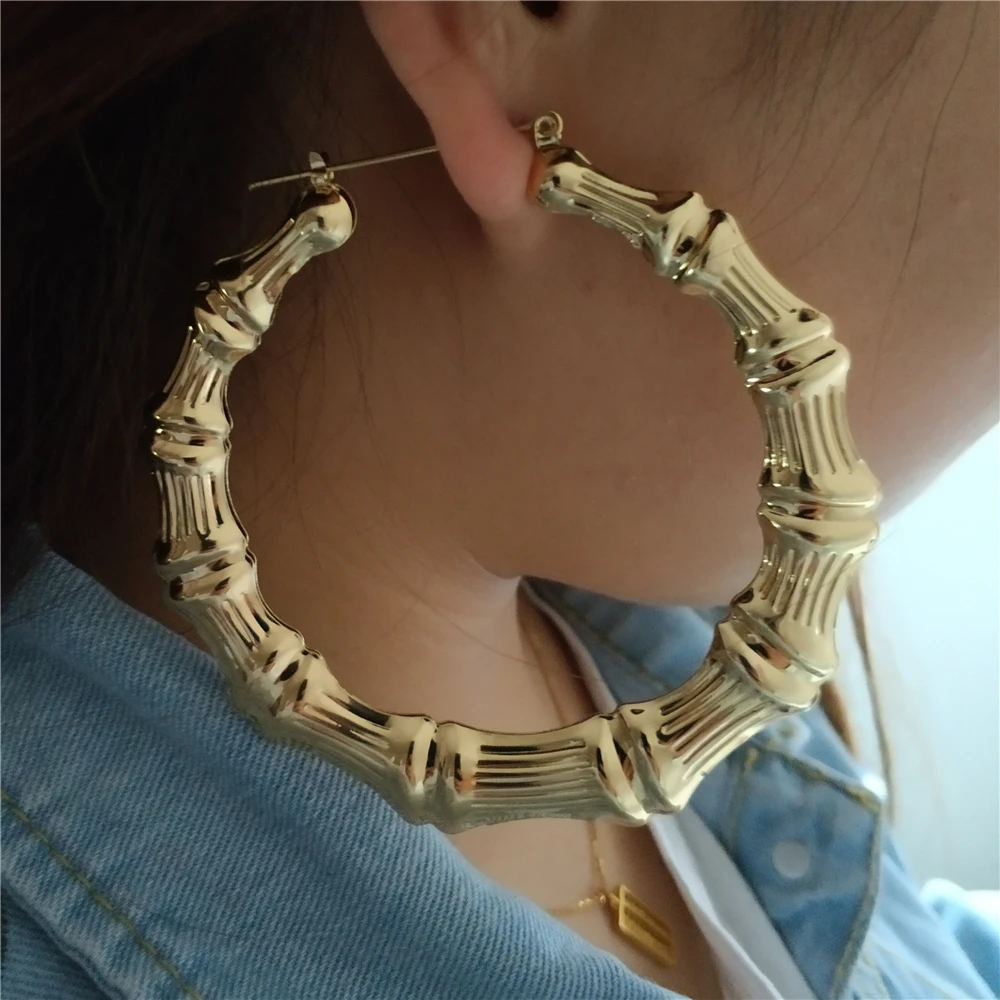 VIVILADY Punk Big Statement Bamboo Round Hoop Earrings Women Gold Color Basketball Wives Bijoux New Boho Jewelry Party Gift - Image 6