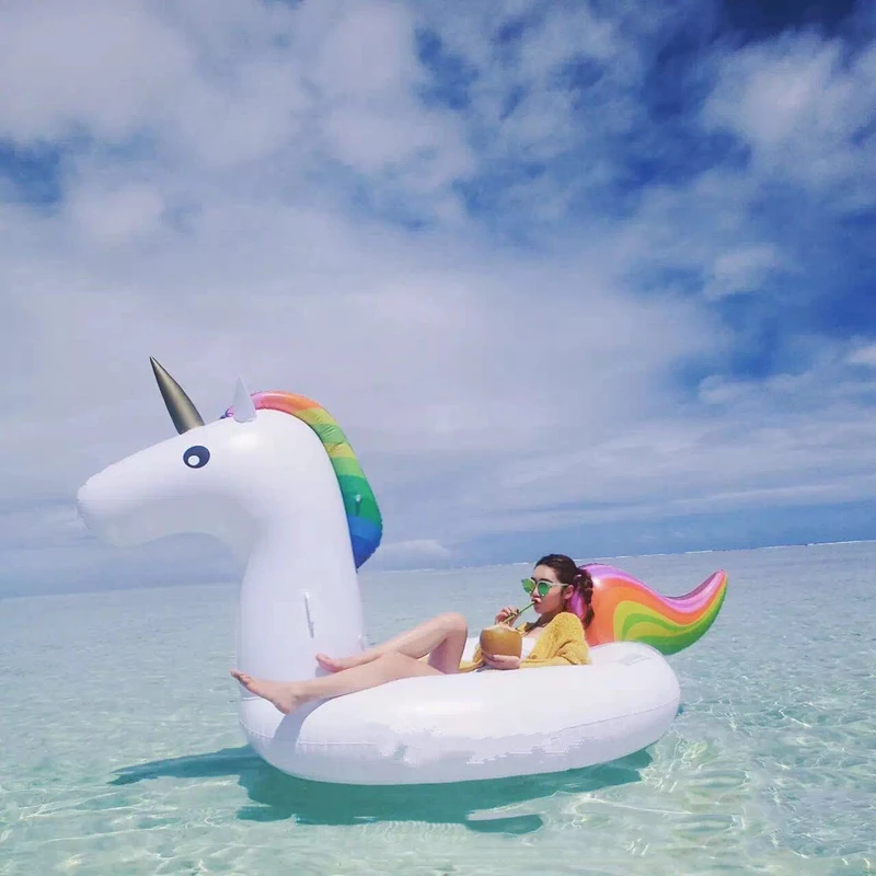 Floater Inflatable Unicorn Pool Swimming Ring Pegasus Floating Float Water 200cm 