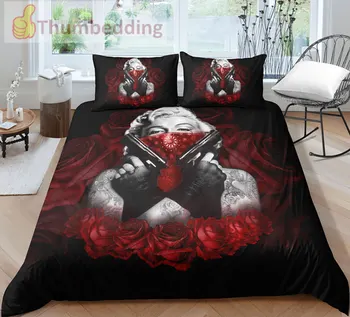 

Thumbedding Dropship Awesome Design of Skull Bedding Set High Quality Duvet Cover Exciting Decorative Bed Set For Bedroom 3pcs