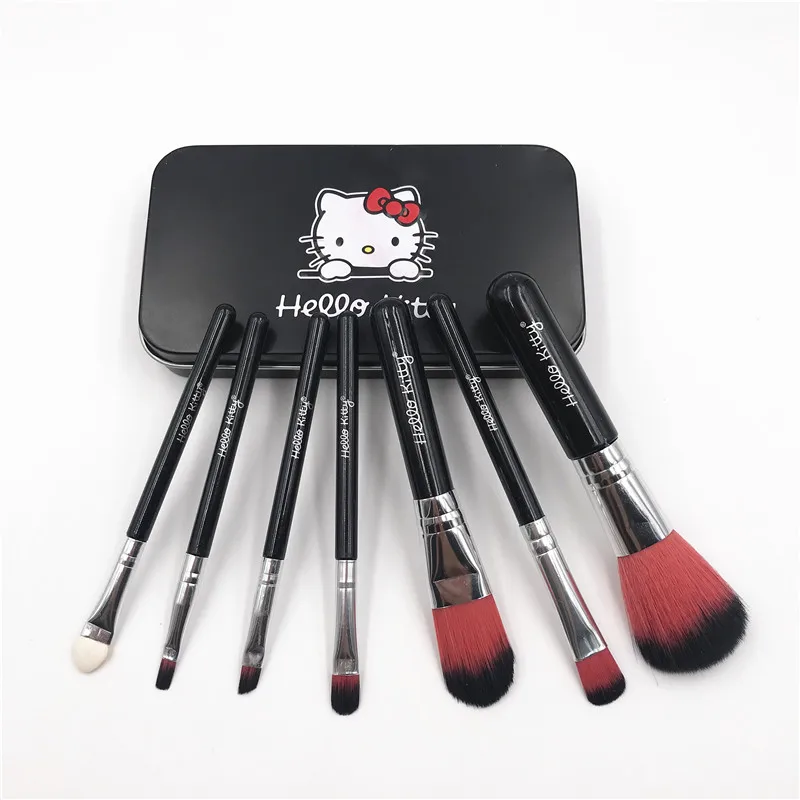 

Fashion 7pcs/lot Hello Kitty Mini Makeup Brush Set Make Up Facial Cosmetic Fashion Brush Black & Pink brush set