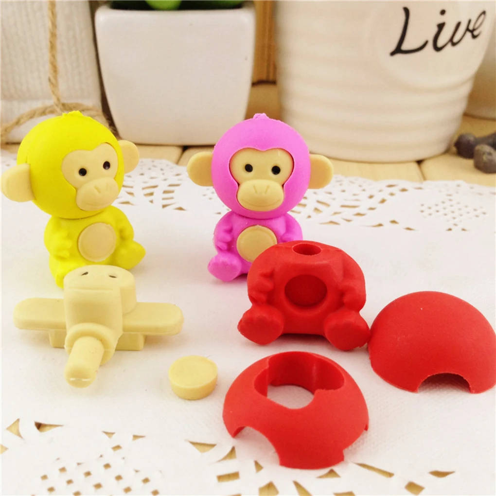 New Style Lovely Cartoon Little Monkey Erasers Jungle Animal Erasers