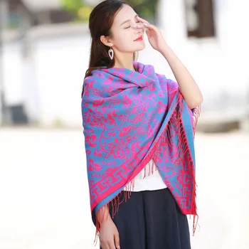 

New Ladies Spring And Autumn National Air Conditioning Shawl Dual-use Thick Cheongsam Scarf Ladies Travel Large Square Towel