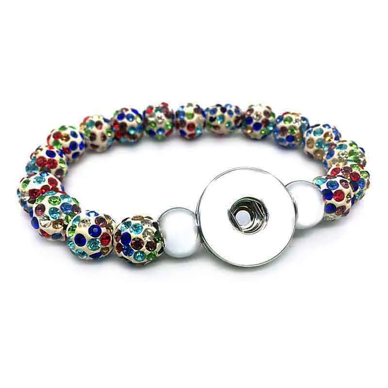 

Christmas 029 Interchangeable Jewelry Candy Colors Expandable Bead Stretch Glass Bead Bracelet 18mm Snap Button Jewelry Bangle