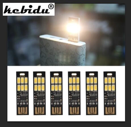 

kebidu Mini Pocket Card USB Power 6 LED Keychain 1W 5V Touch Dimmer Warm Light for Power Bank Computer Laptop