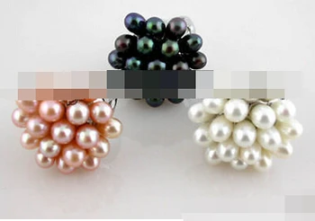 

free shipping 00455 white pink black rice FW pearl ring