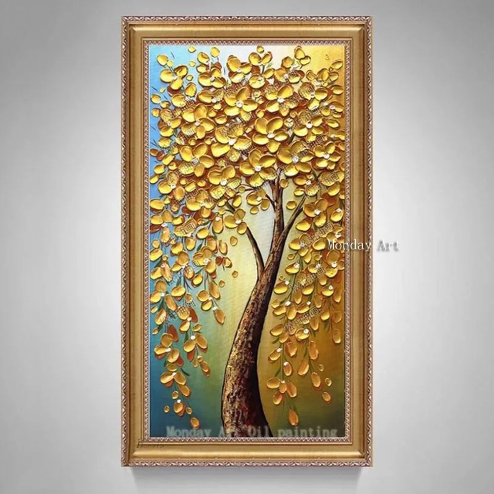 

Handmade tree oil painting home decoration landscape on Canvas Hand-painted knife flower painting Wall Art for room decoration