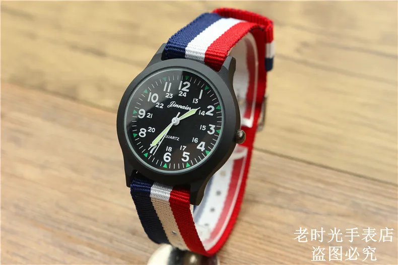 Новые модные спортивные армейские часы для мальчиков и девочек, милые светящиеся стрелки, разноцветные нейлоновые повседневные подарочные часы для детей