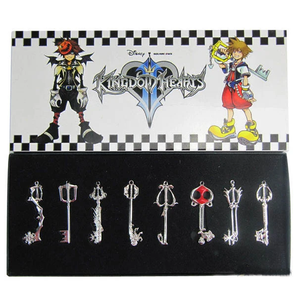 

8Pcs/set Kingdom Hearts Figure Toys Pendant Gift Box Anime Cosplay Arsenal of weapons Model Good Quality For Boys Gift